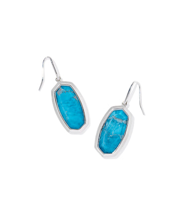 KENDRA SCOTT- Dani Rhodium Bezel Drop Earrings in Variegated Indigo Magnesite